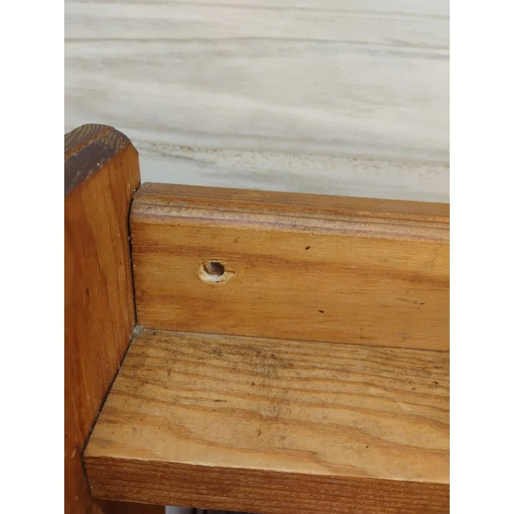 Wooden Wall Mount Shelf Paper Towel Holder Kitchen Folk Cottage Country Vtg